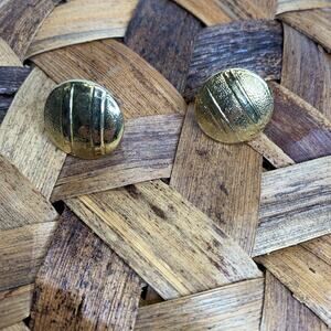Vintage Gold Button Shaped Earrings Sz .75" diameter